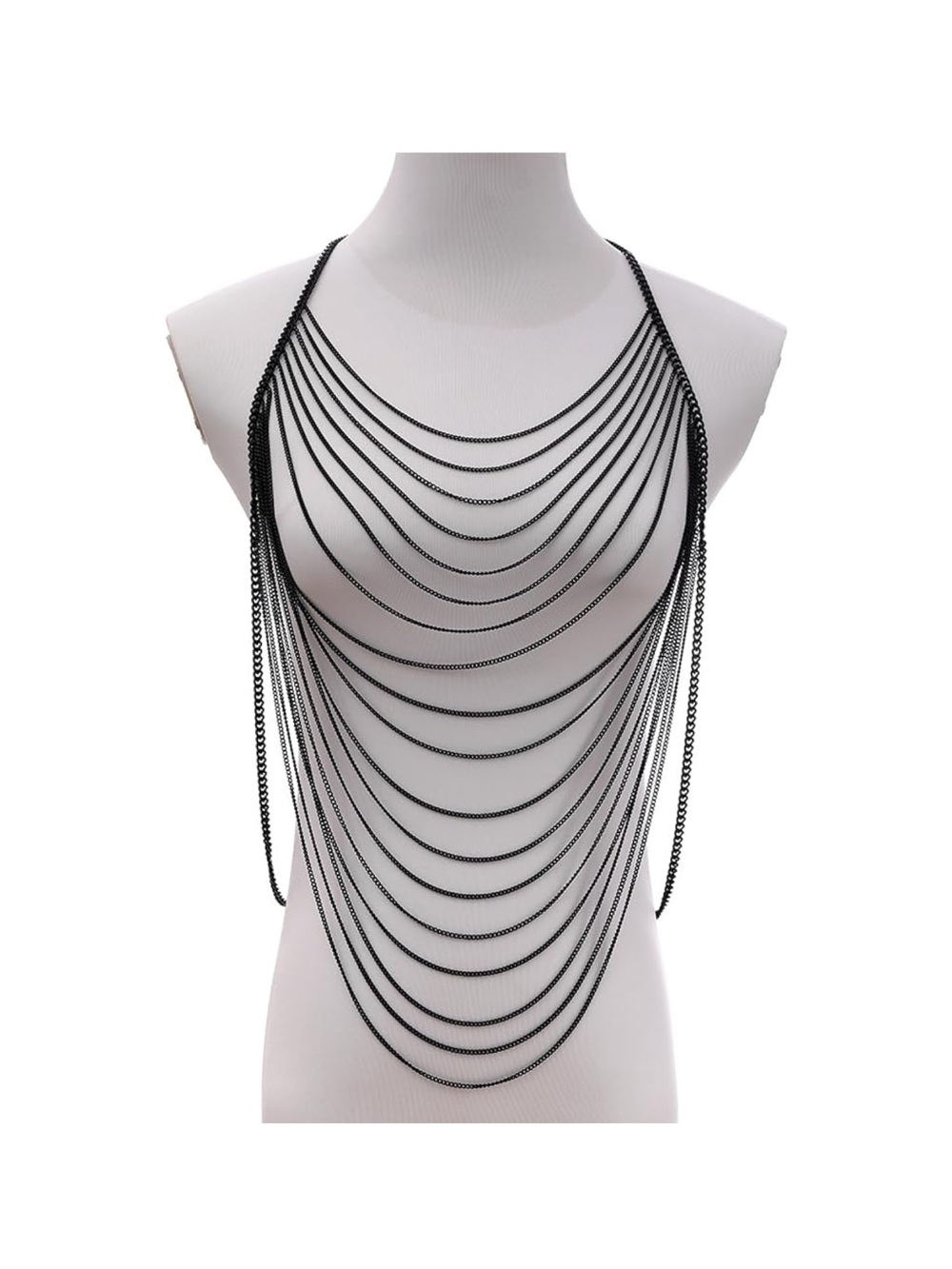 Layered Black Chain Body Necklace